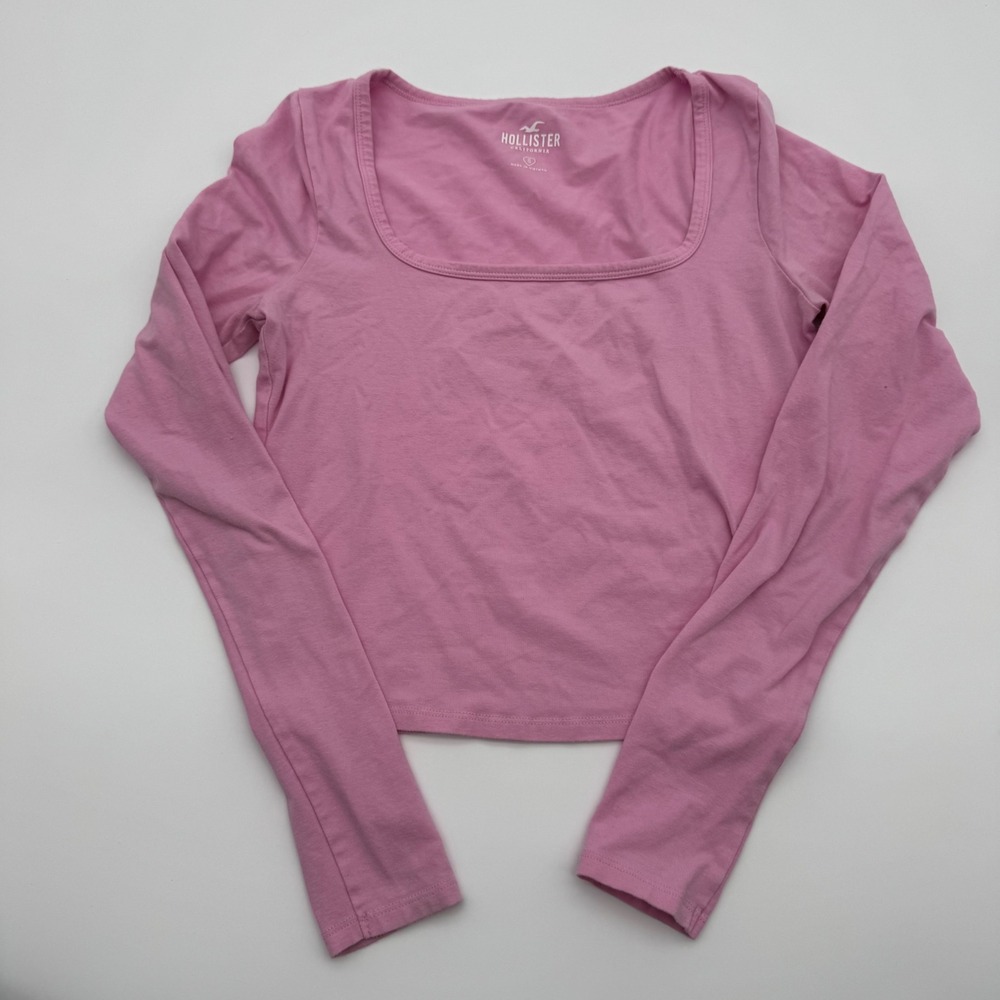 Hollister California Pink Scoop Neck Long Sleeve T-Shirt Size S Small